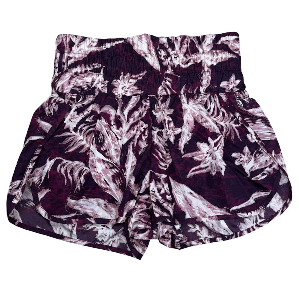 Free People Movement The Way Home Run Shorts Floral Printed, Purple, Size M